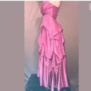 Pink Strapless Lace Up Prom Bridesmaid Dress
